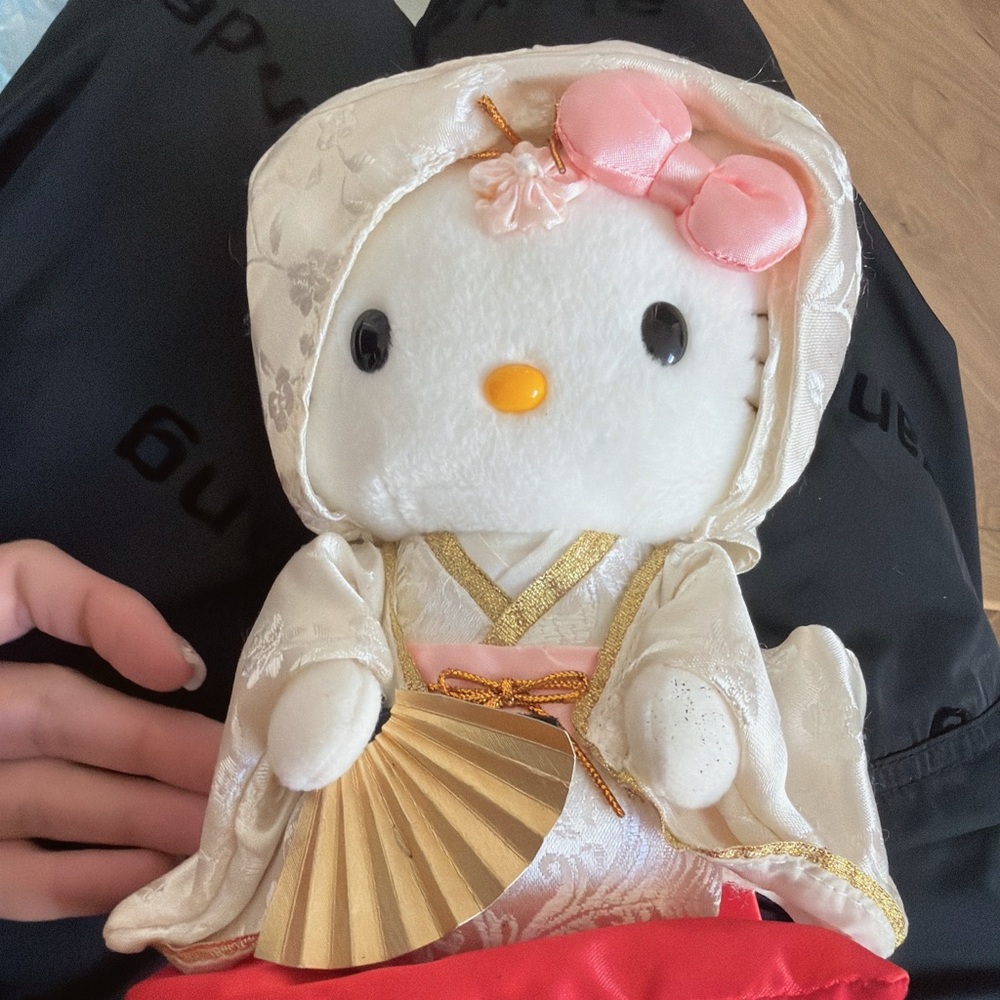 Hello Kitty Cream and Pink Plush with Gold Accents